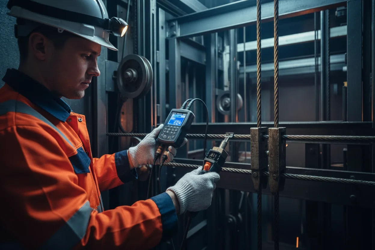 technician-inspecting-elevator-components-no-sparks